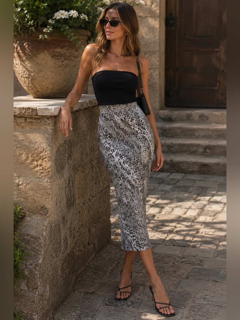 Free people snake skin skirt